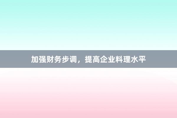 加强财务步调，提高企业料理水平