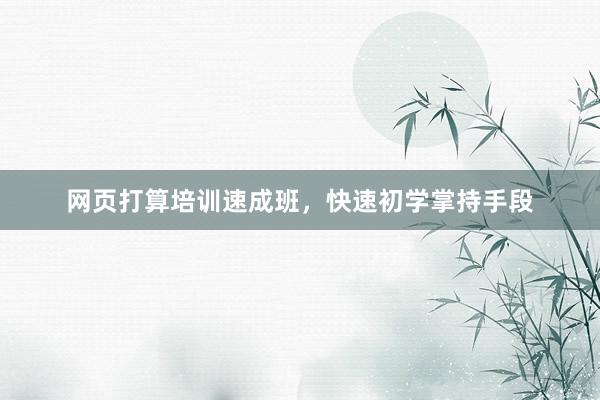 网页打算培训速成班，快速初学掌持手段